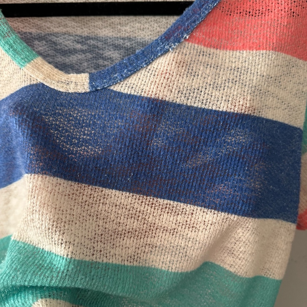 BiBi open knit v neck striped short sleeve top - Picture 14 of 14